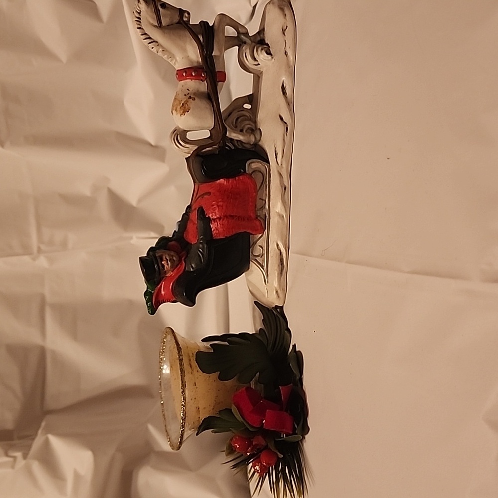 Festive Sleigh and Candle Holder Set in Red and White